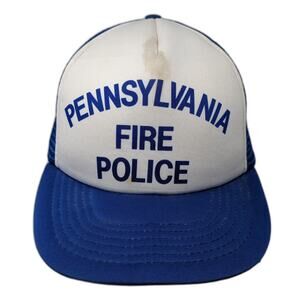 Pennsylvania Fire Police Snapback Trucker Hat Blue OS Mesh Back Jhats Vintage